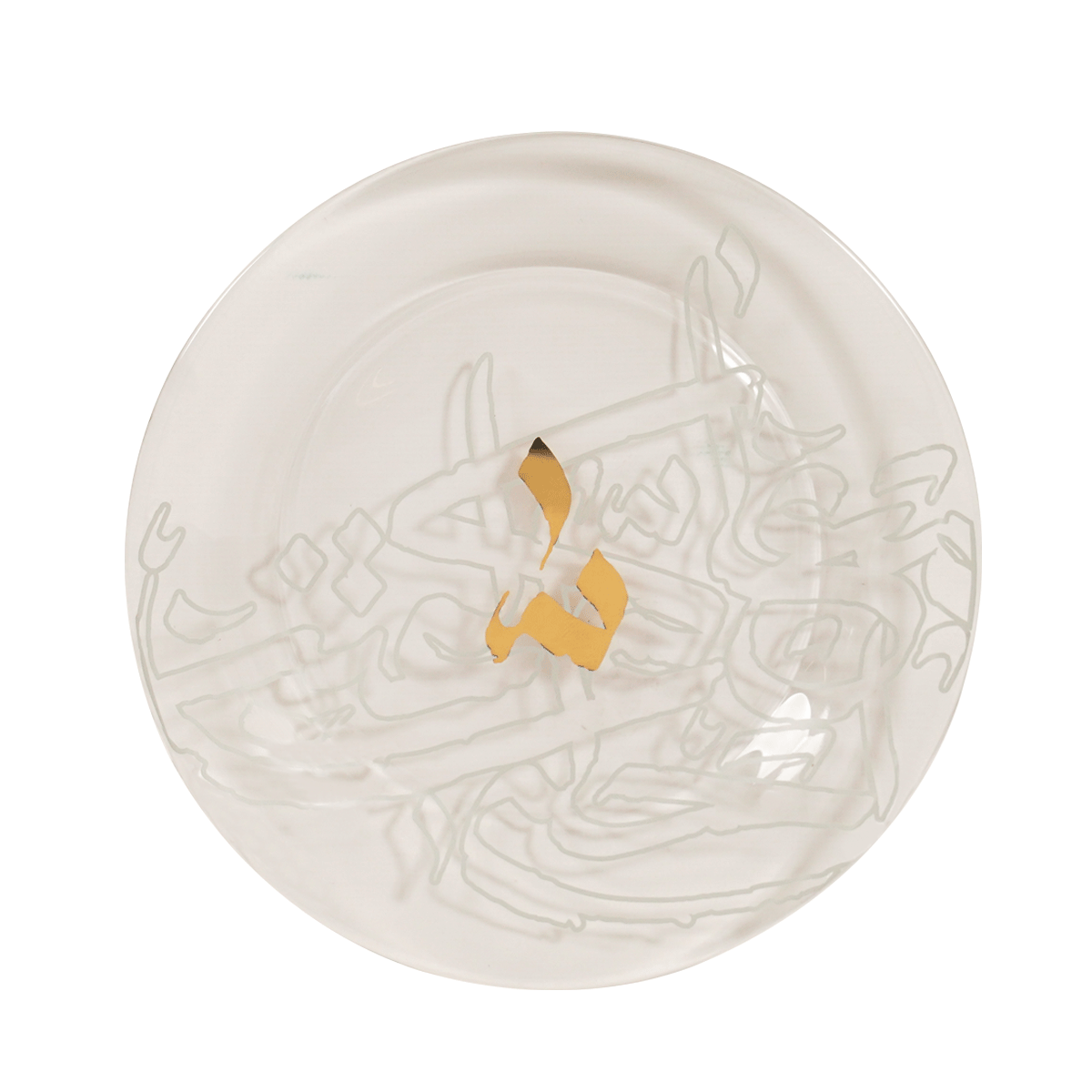 Lamatna Glass Sweet Plate Set 6Pcs Grey/Gold