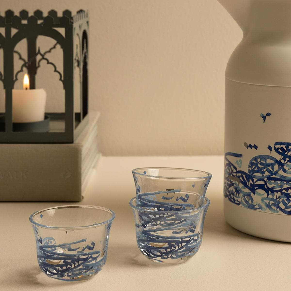 طقم فناجين قهوة زجاج المِداد 6 قطع أزرق