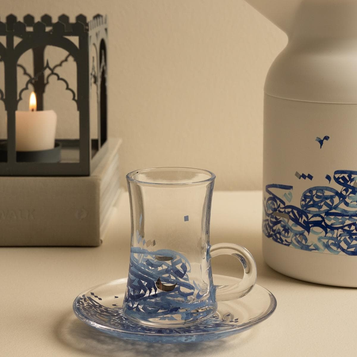 طقم استكانات زجاج المِداد 6 قطع أزرق