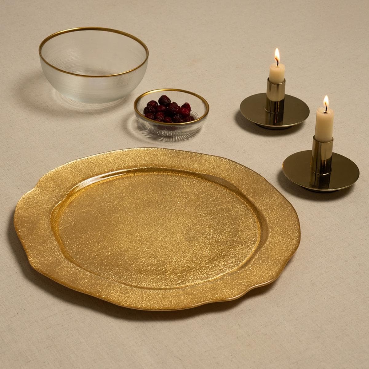 Moon Glass Charger Plate Gold D:32.5 X H:1.5 cm