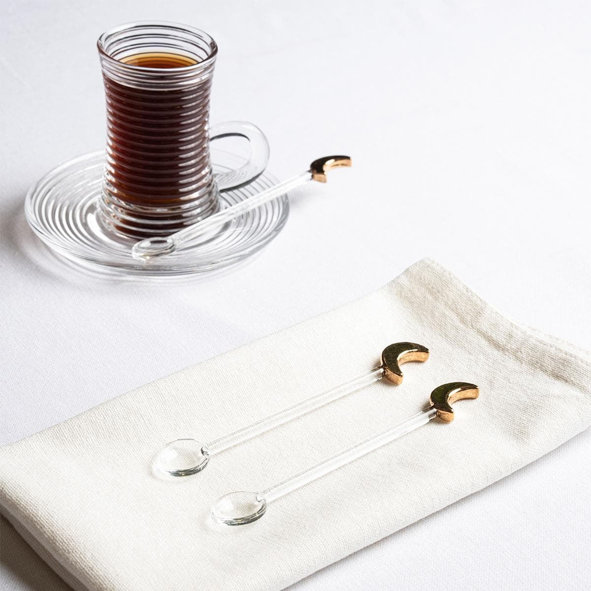 Gamrah Glass Tea Spoon Set 6Pcs Gold 13X2X1 cm