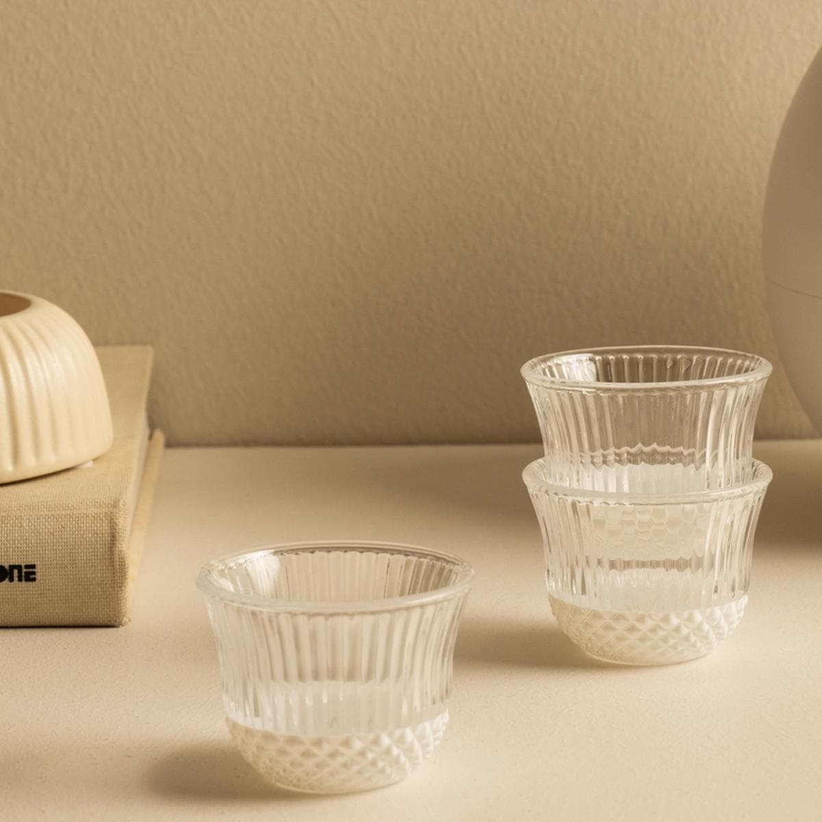 طقم فناجين قهوة إيدلشتاين زجاجي 6 قطع كريمي