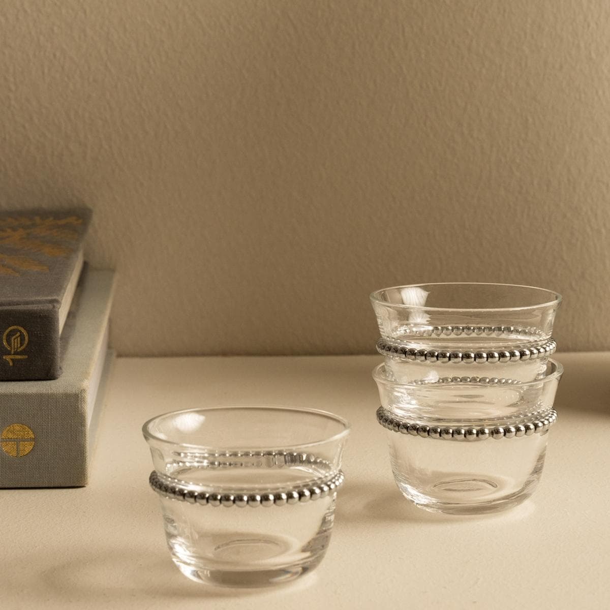 Perlen Glass Gahwa Cup Set 6Pcs Silver