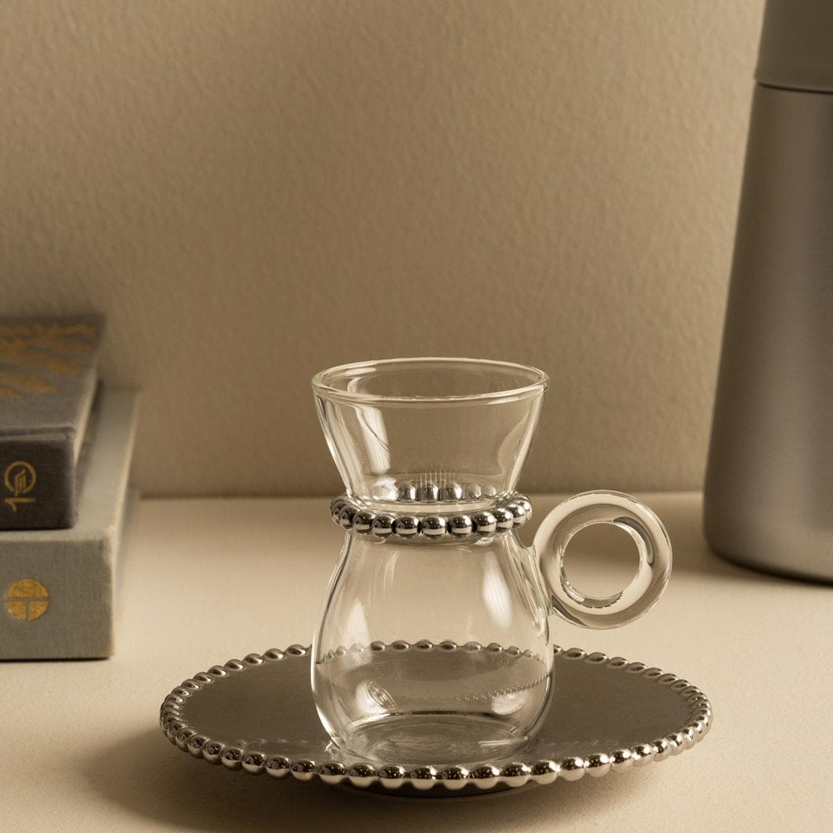 Perlen Glass Istikana Set 6Pcs Silver