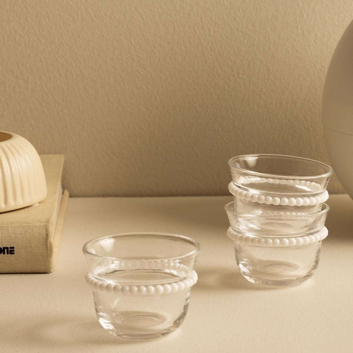 Perlen Glass Gahwa Cup Set 6Pcs Frosted White