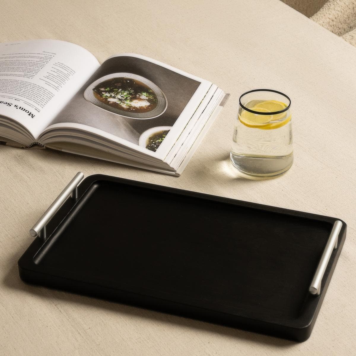 صينية وودي خشب أسود 35.5×5×23.5 سم