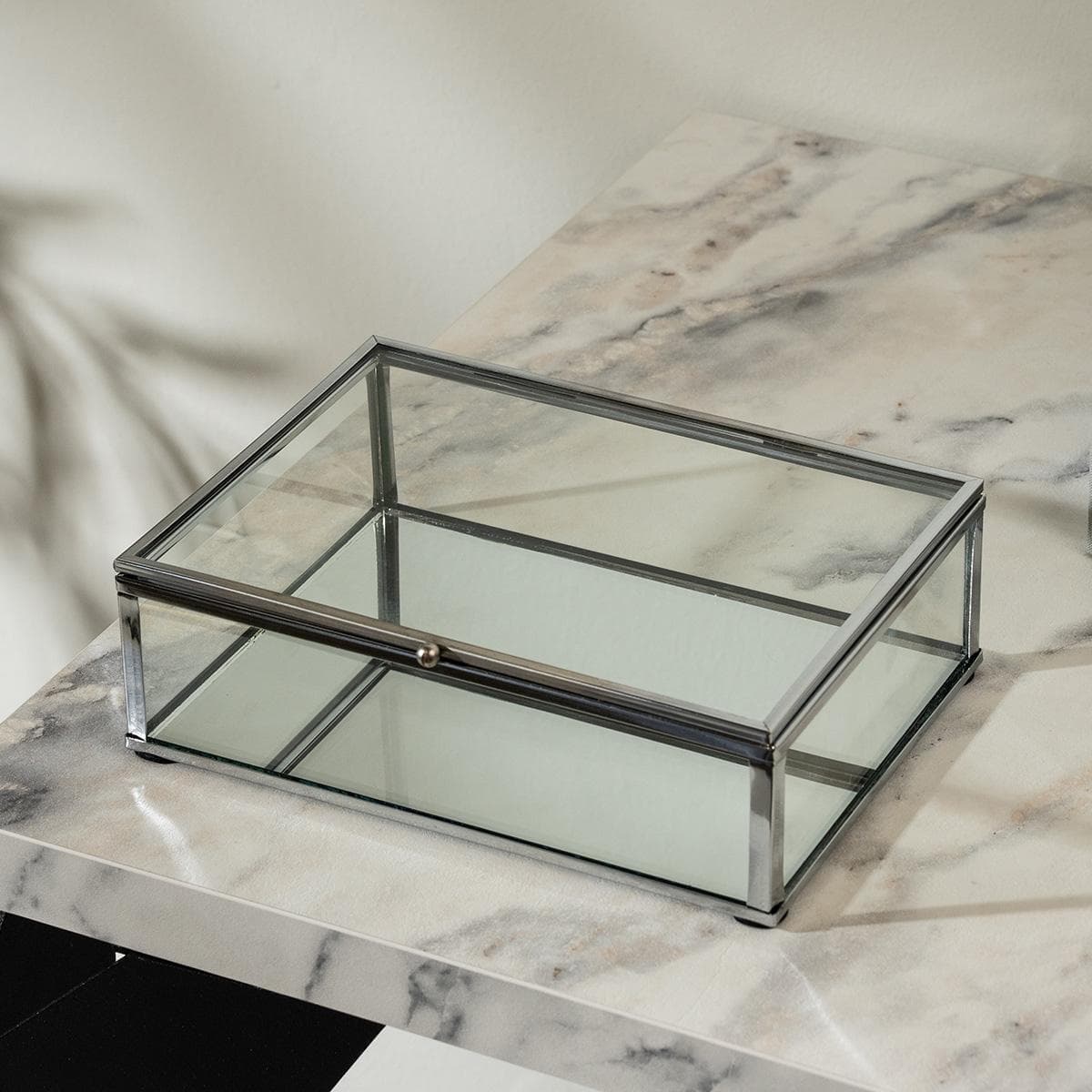 Reed Glass Storage Box Silver 18X13X5.5 cm 