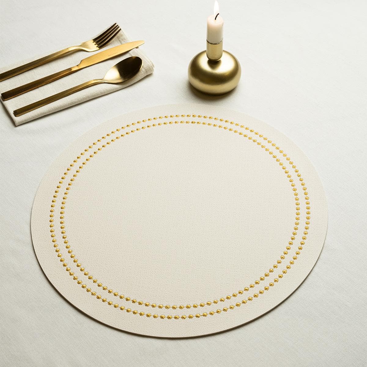 Perlen PVC Placemat Set 6Pcs Cream/Gold