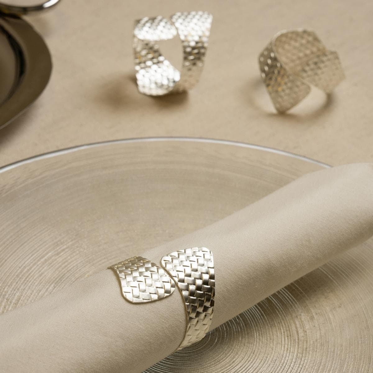Cleo Napkin Rings Set 6Pcs Silver