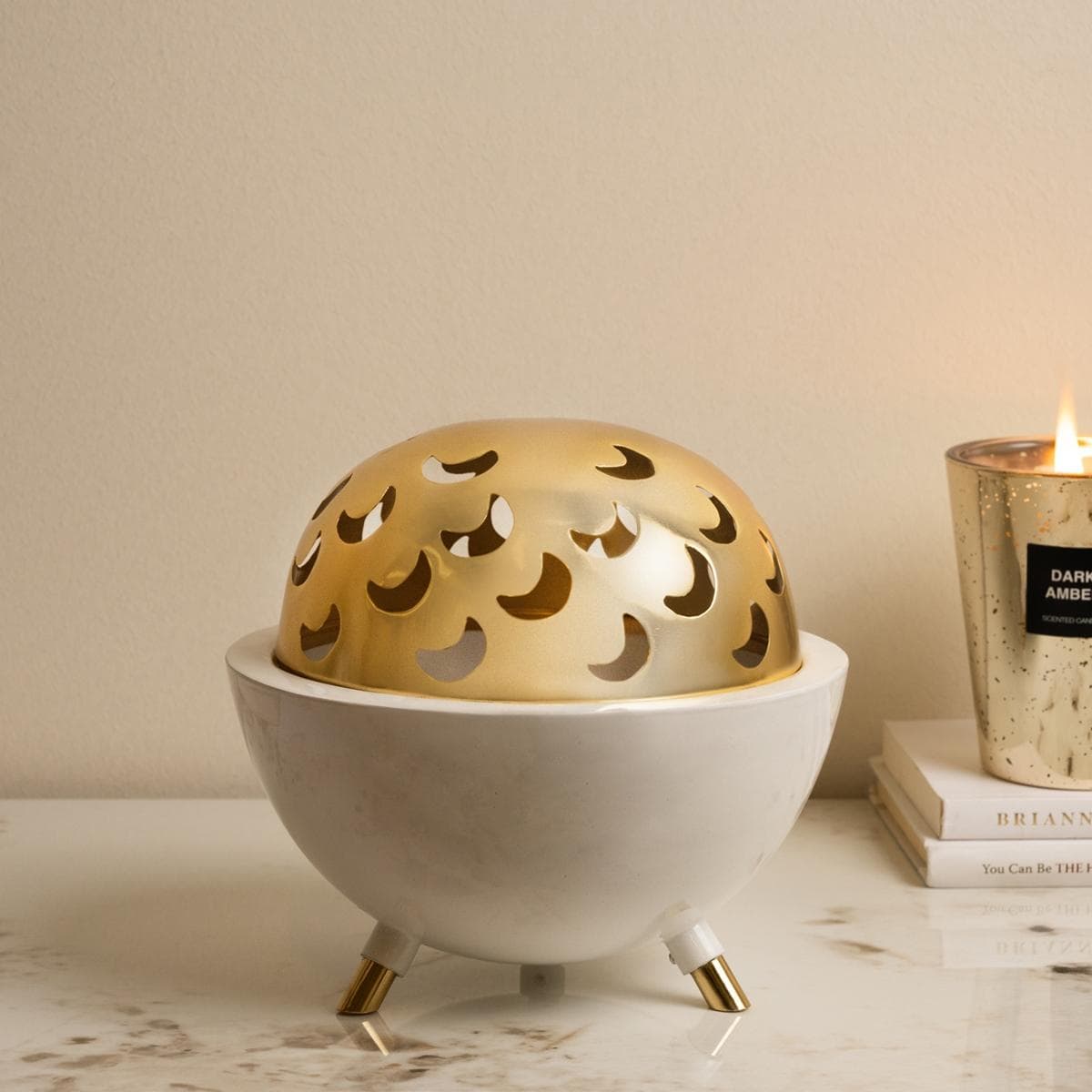 وعاء تقديم كلاسي ستانلس ستيل ذهبي 20×20×19 سم