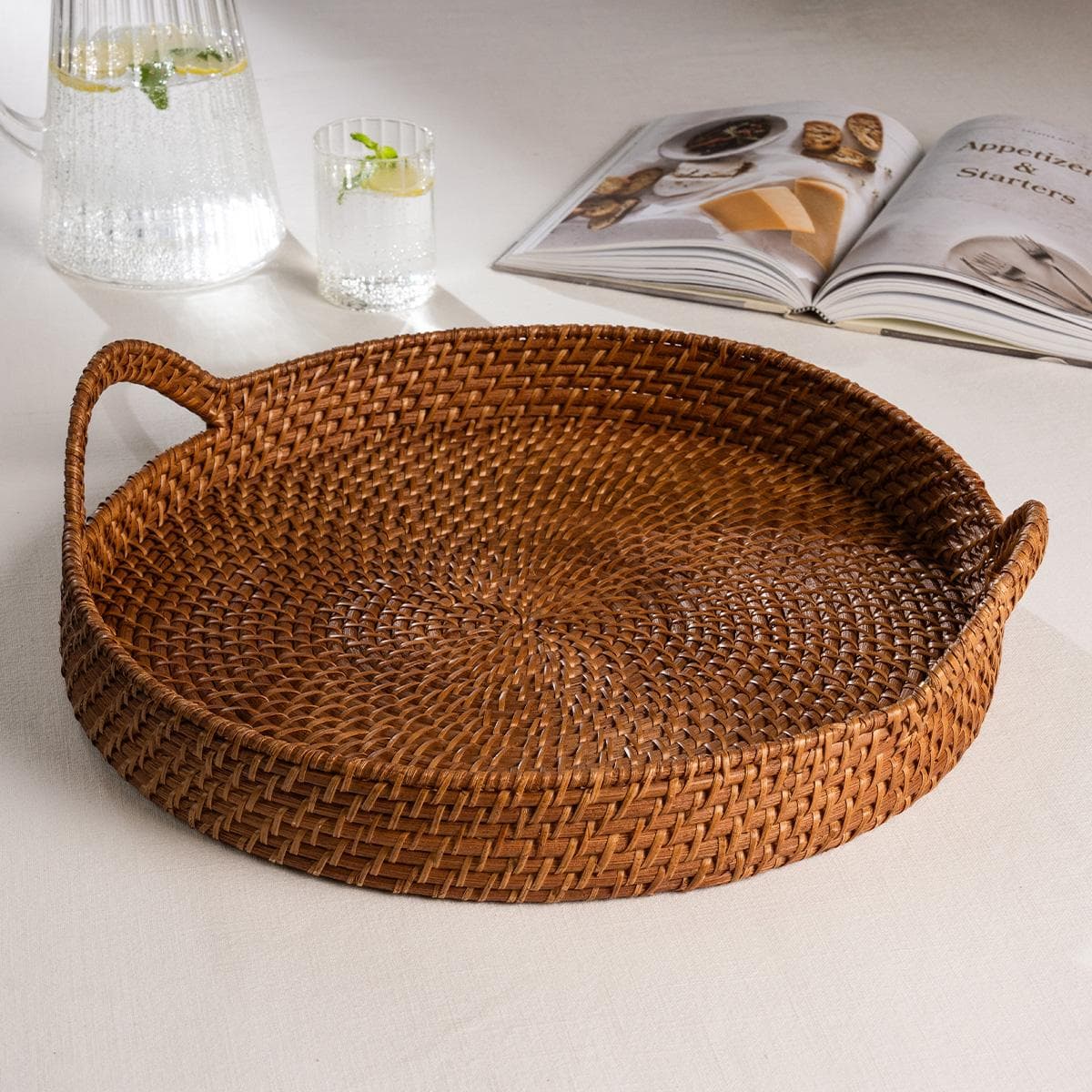 صينية كلير راتان بني بقطر 46 سم