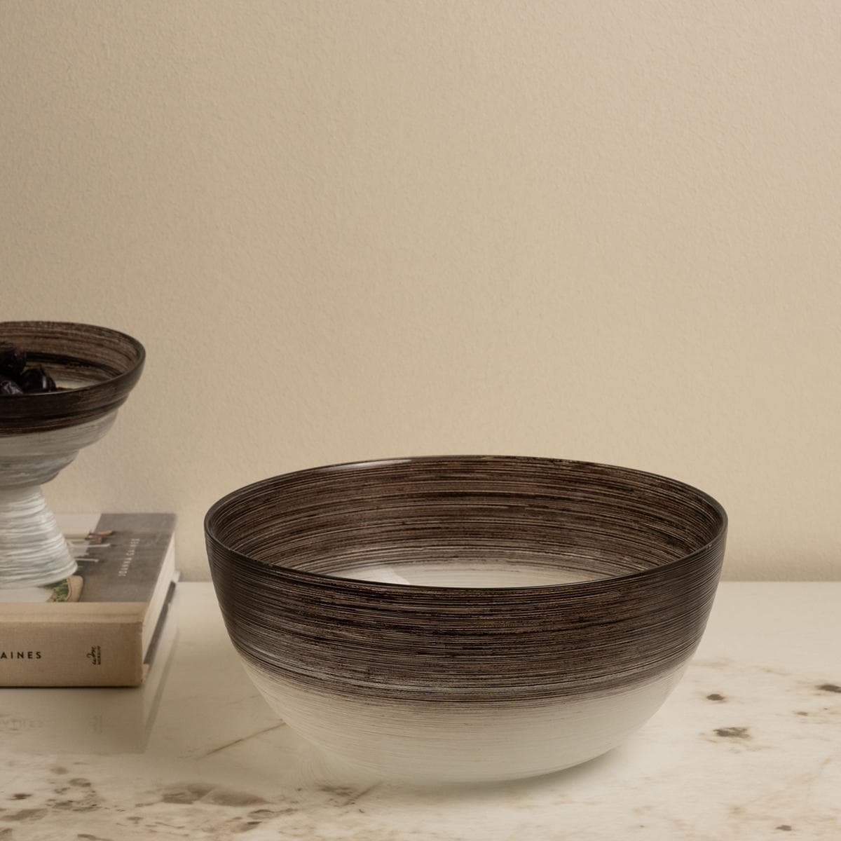 وعاء تقديم أطلس زجاجي بني قُطر: 27 × ارتفاع: 9 سم