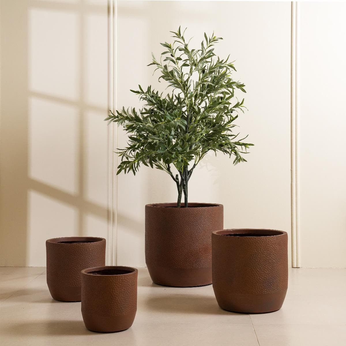 طقم أوعية زرع فولكانو 4 قطع نحاسي 45×45×45 سم