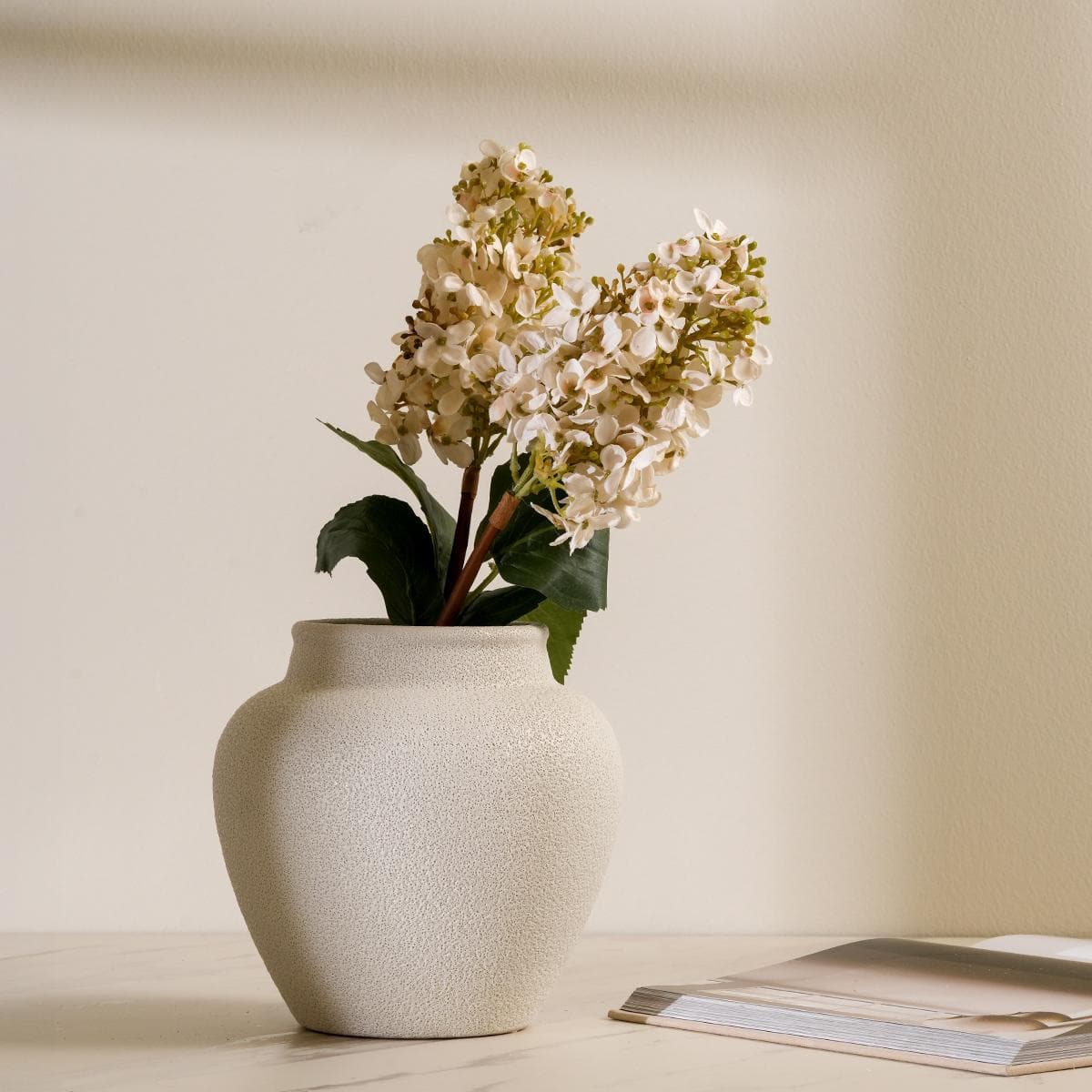 Cream Hydrangea Single Stem Flower 50 cm