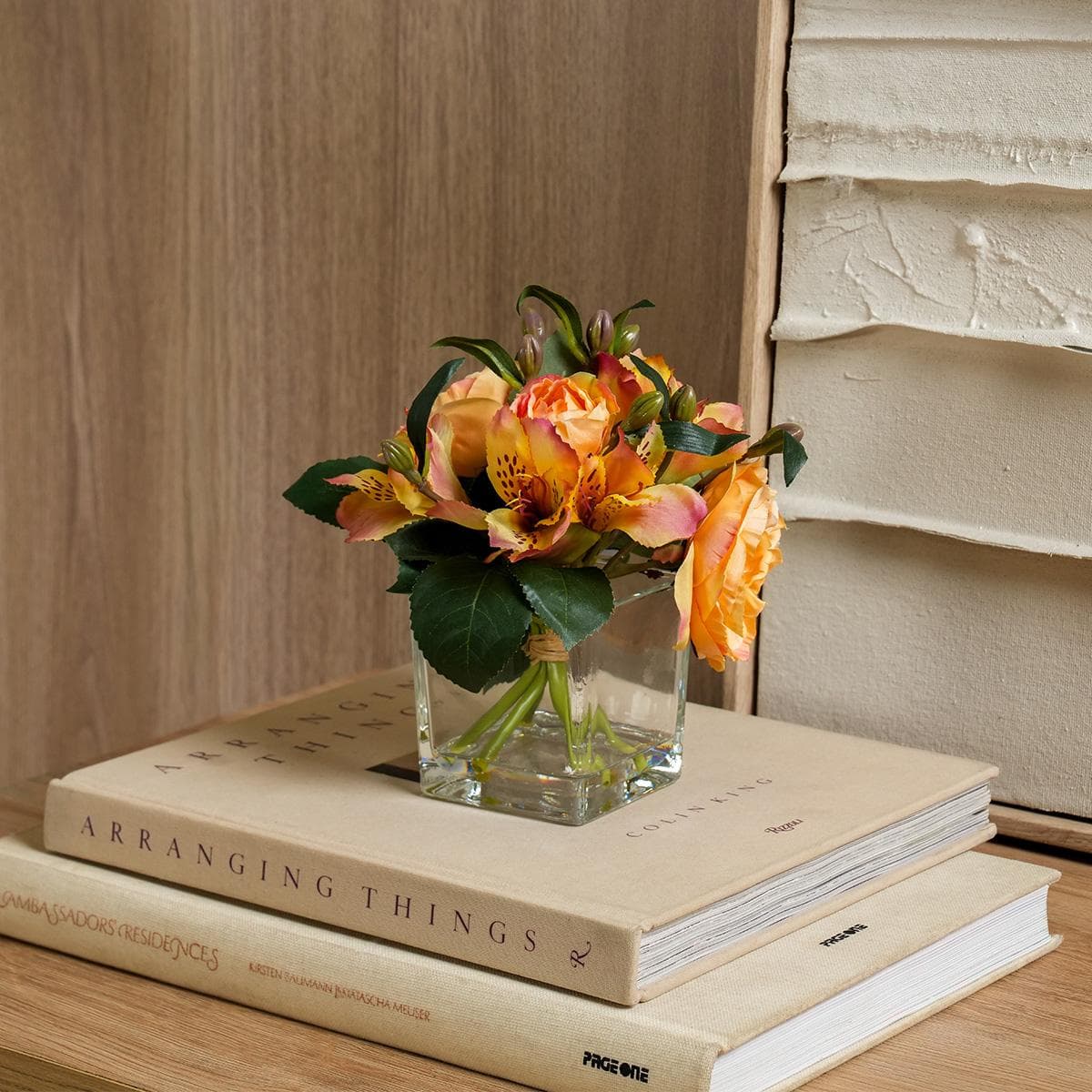 Orange Lily Potted Rose Vase 17 cm..