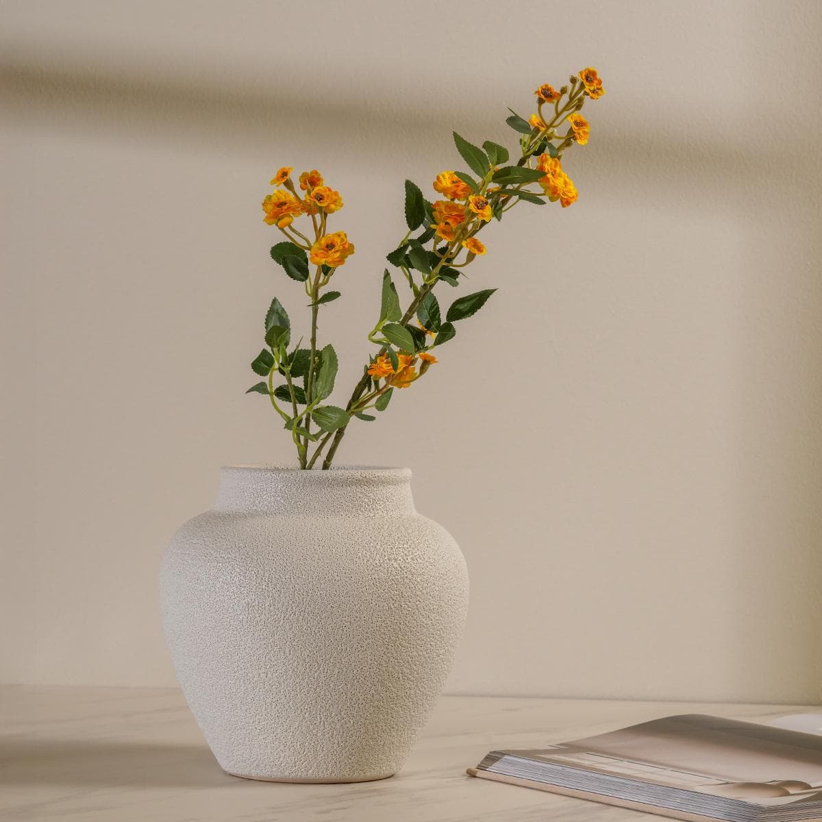 Yellow Rose Spray Single Stem Flower 77 cm