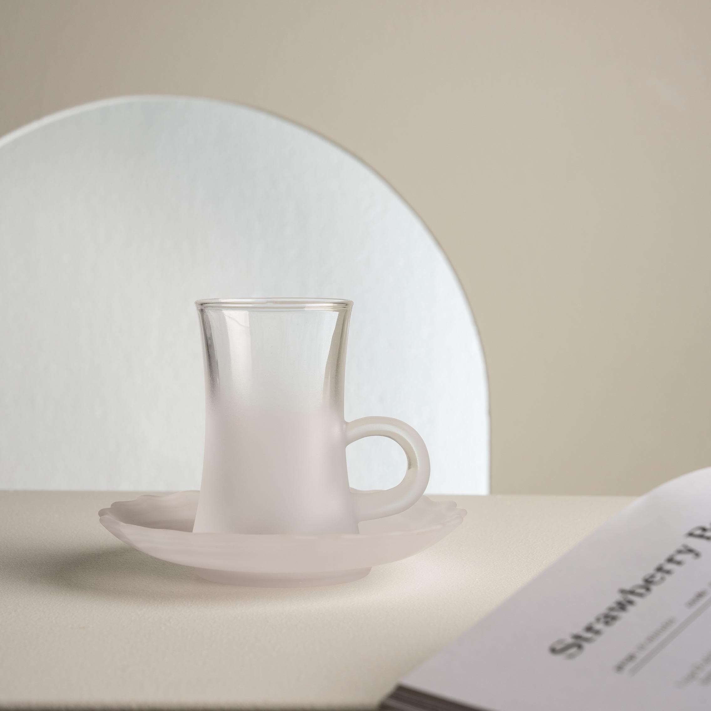 طقم استكانات سموكي أبيض 6 قطع