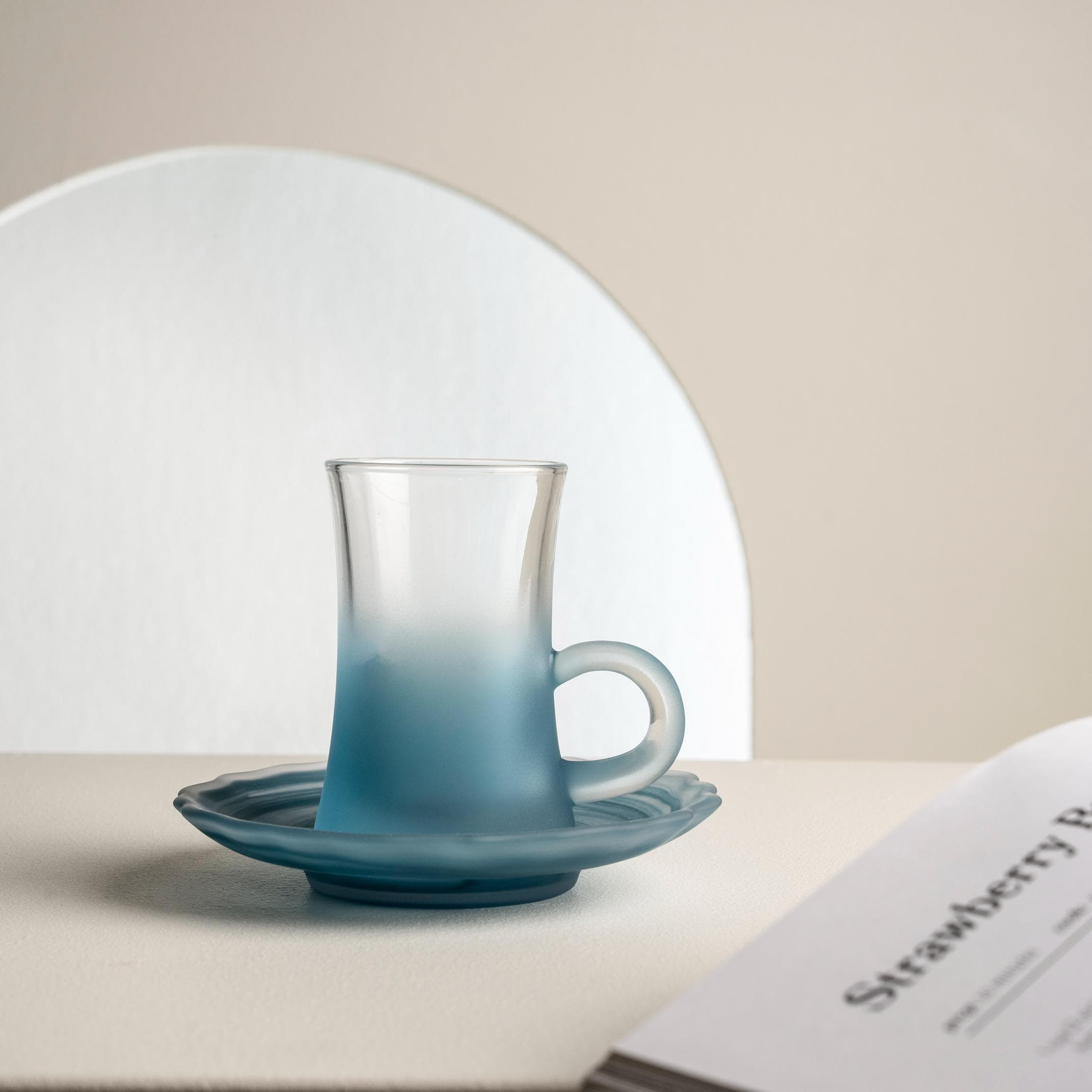 طقم استكانات سموكي أزرق 6 قطع