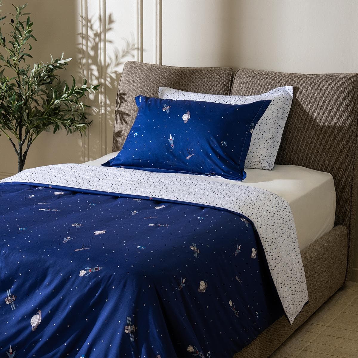 طقم غطاء لحاف أطفال جالاكسي قطعتين أزرق 150×200 سم