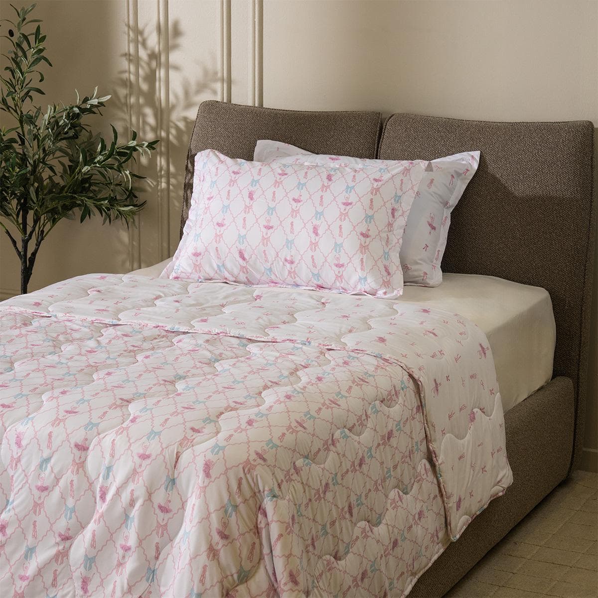 طقم ديباج أطفال باليرينا 3 قطع أبيض 180×220 سم