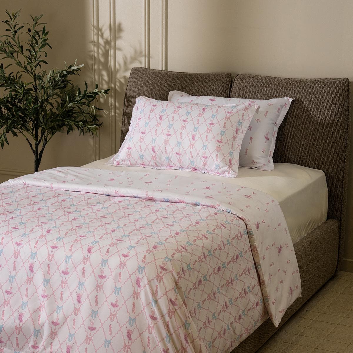 طقم غطاء لحاف أطفال باليرينا 3 قطع أبيض 200×200 سم