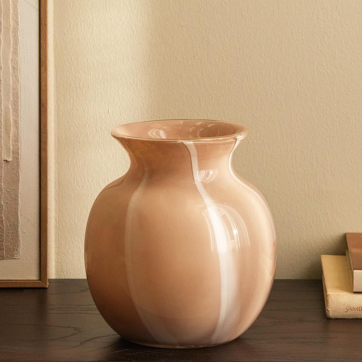 Natella Glass Vase Beige/White 22X22X24 cm