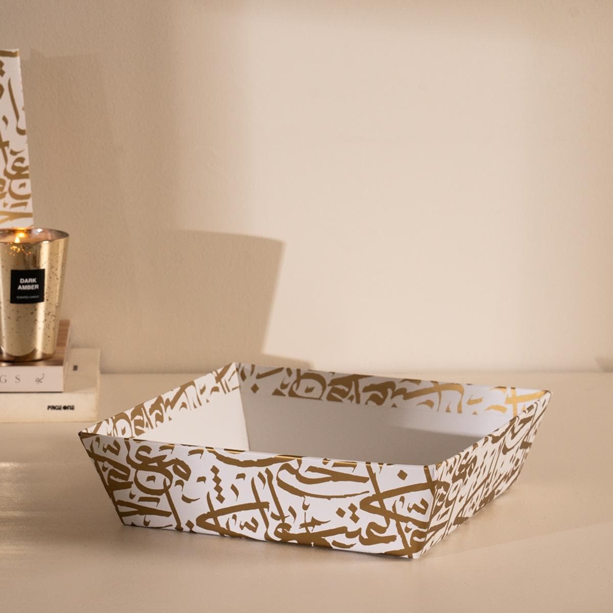 علبة تقديم ذهب أبيض/ذهبي 45×30 سم