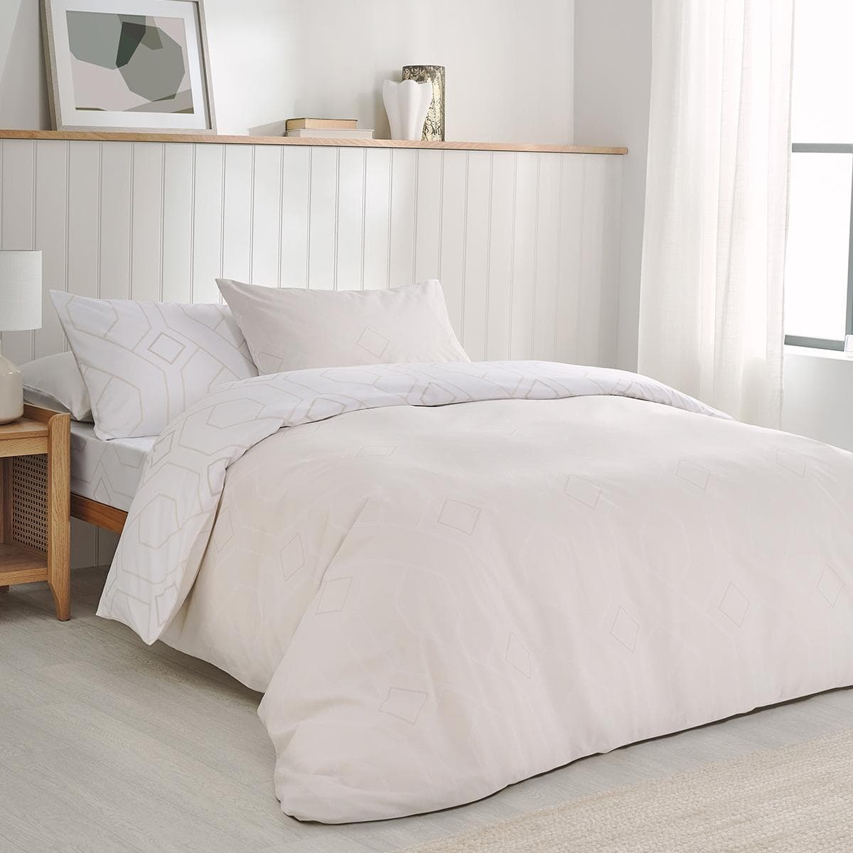 Trelis Printed 3Pcs Duvet Cover Set Ecru 240X260 cm 