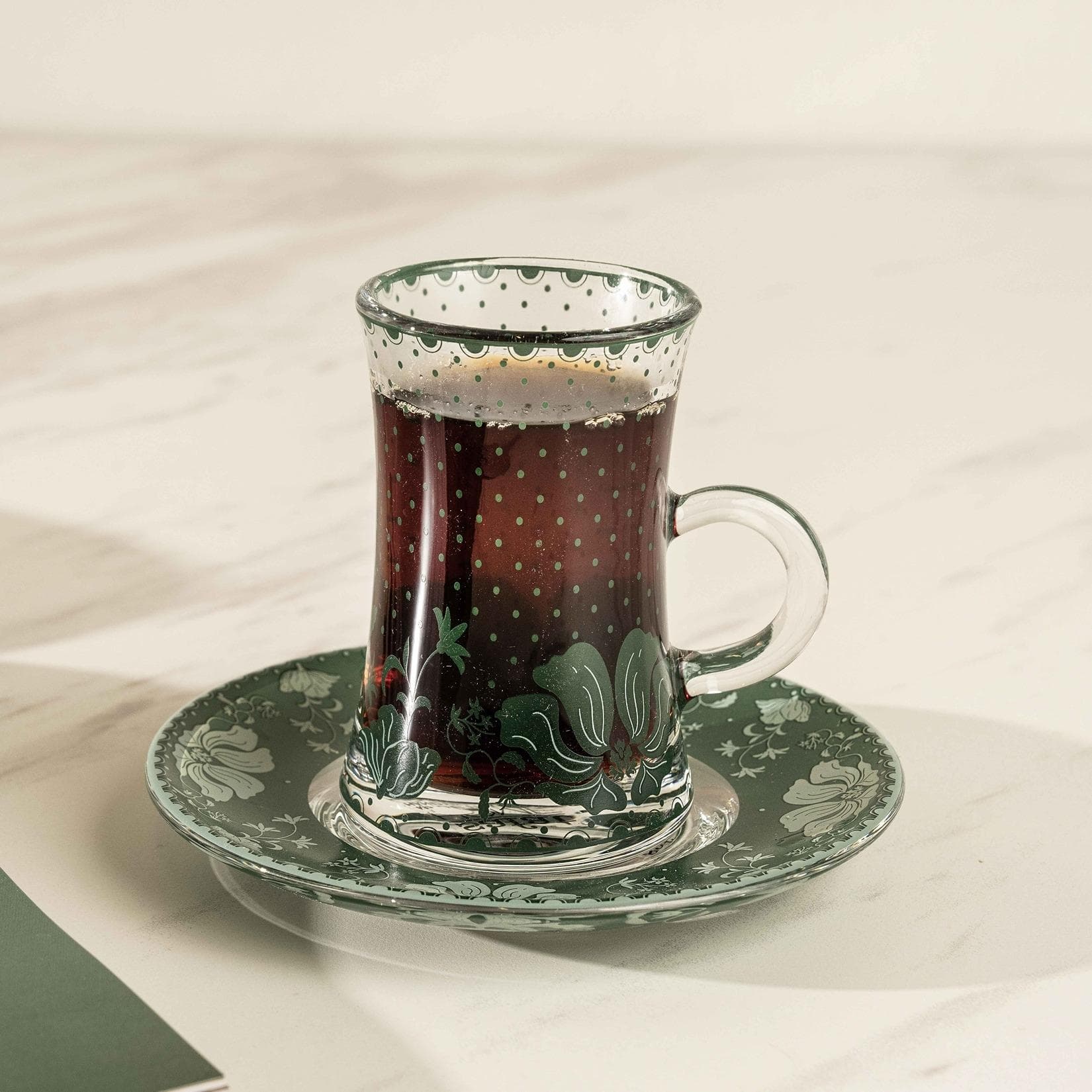 Bloom Glass Istikana Set 6 Pcs Green