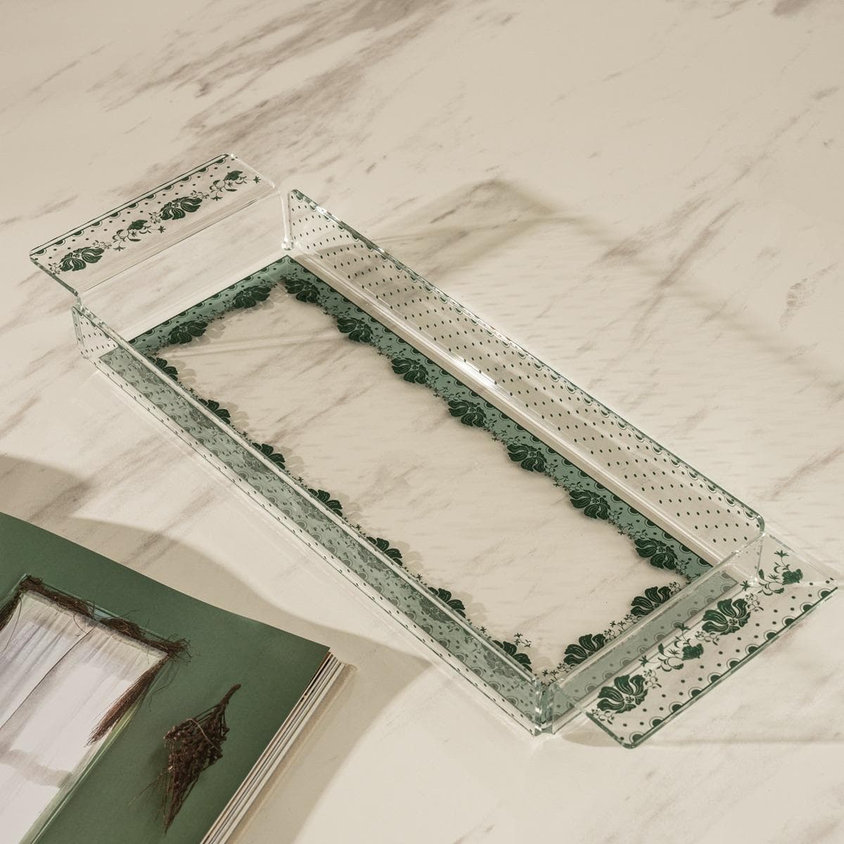 Bloom Acrylic Tray Green 46X15 cm