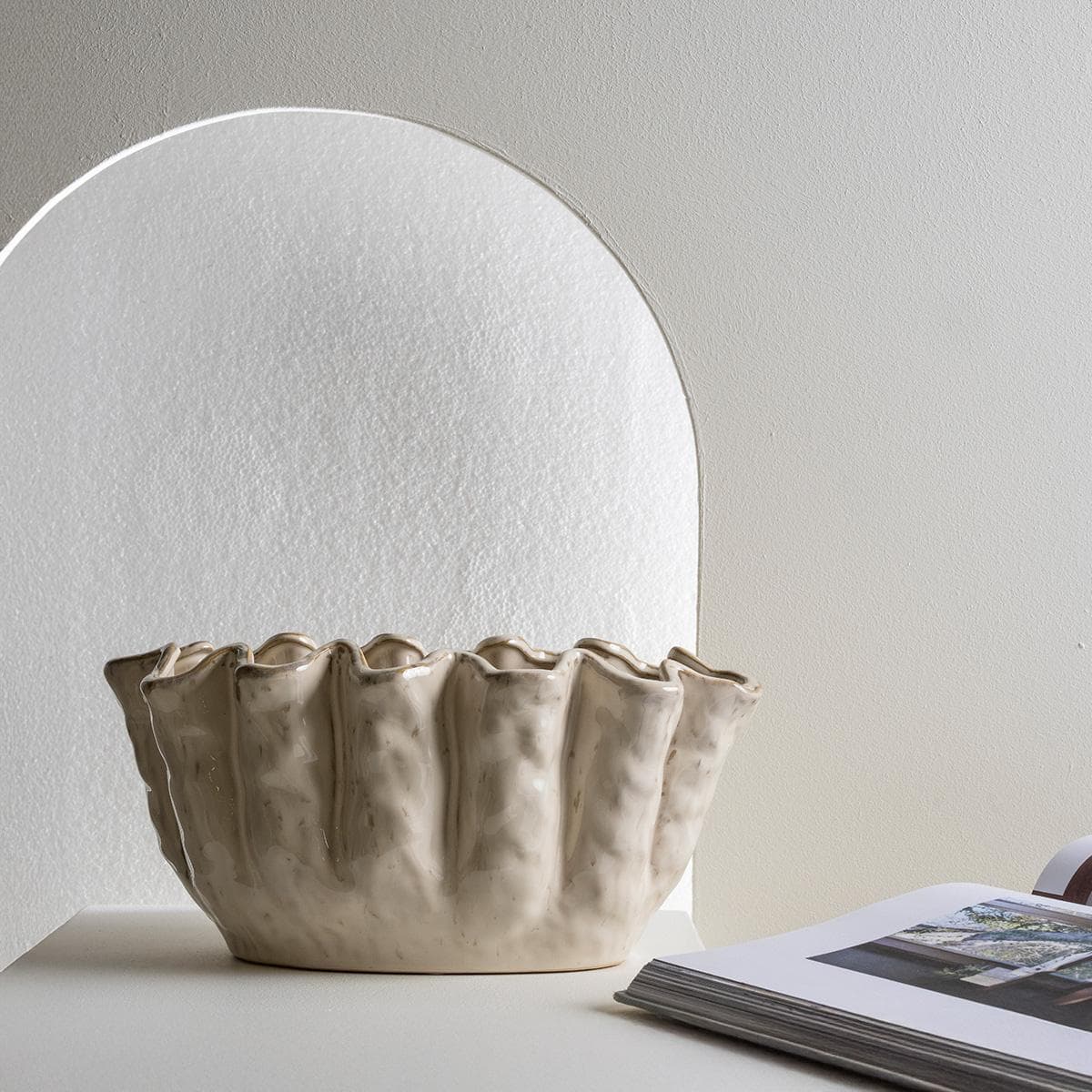 Sasha Deco Bowl Cream 29.4X16.1X14.3 cm