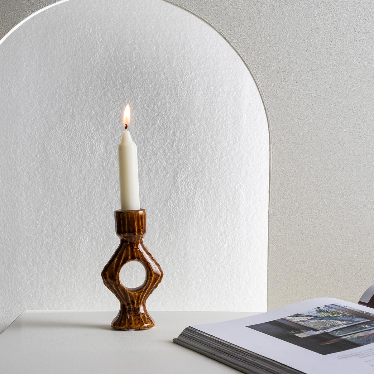 Hutton Candle Holder Brown 7X4.8X13 cm
