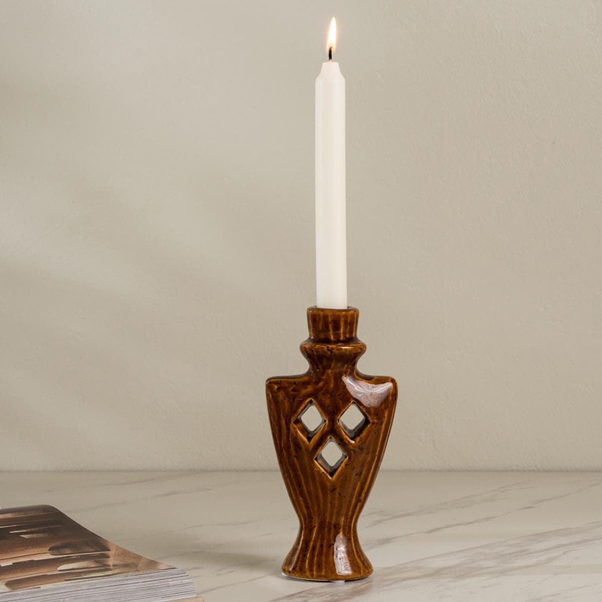 Hutton Candle Holder Brown 9X5.8X18 cm