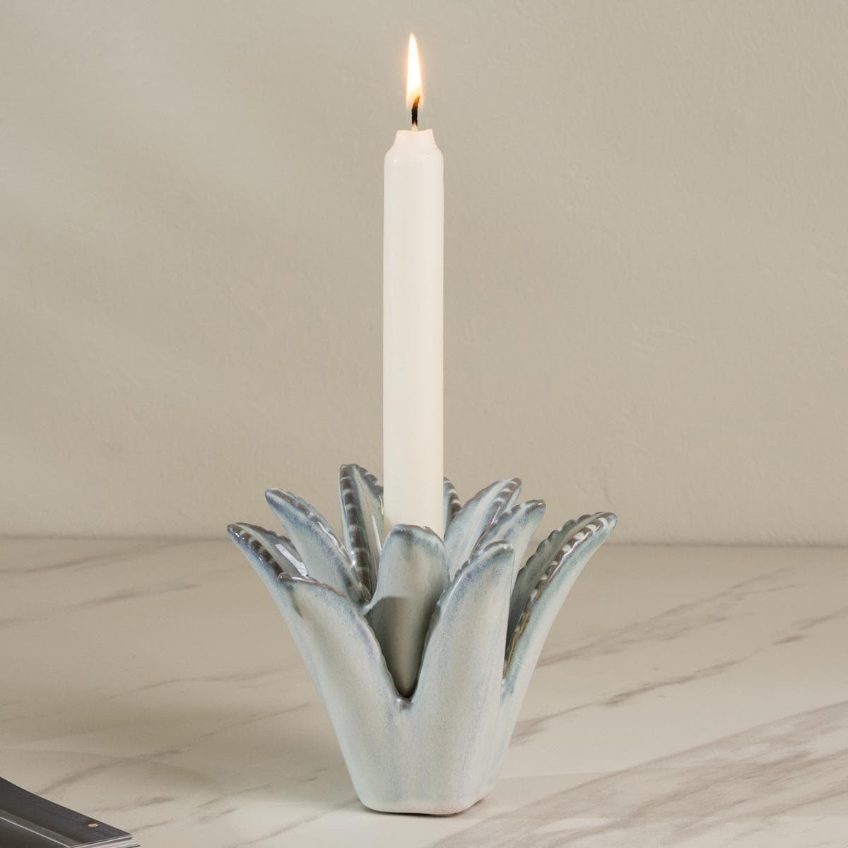 Aloe Vera Candle Holder Beige 13.5X12.2X10.5 cm
