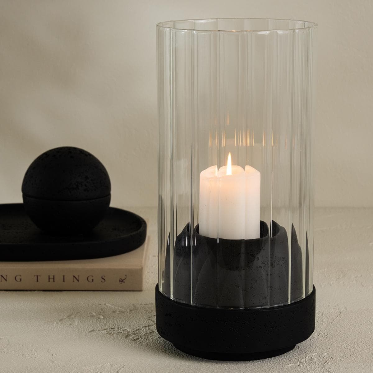 Foggy Candle Holder Black 15X15X30.5 cm