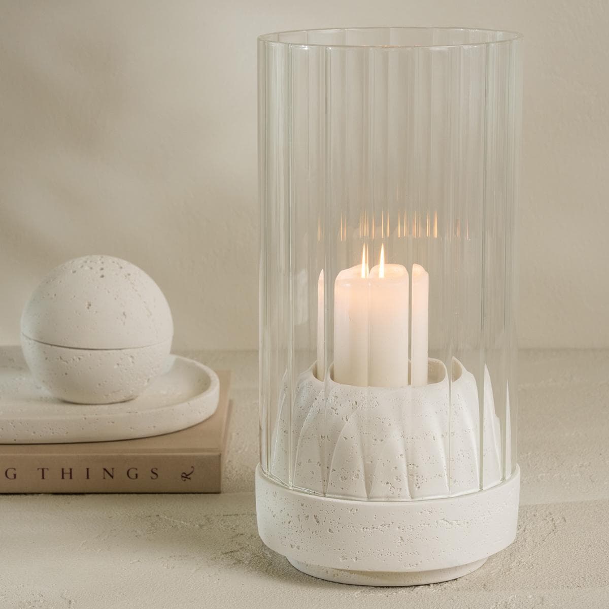Foggy Candle Holder White 15X15X30.5 cm