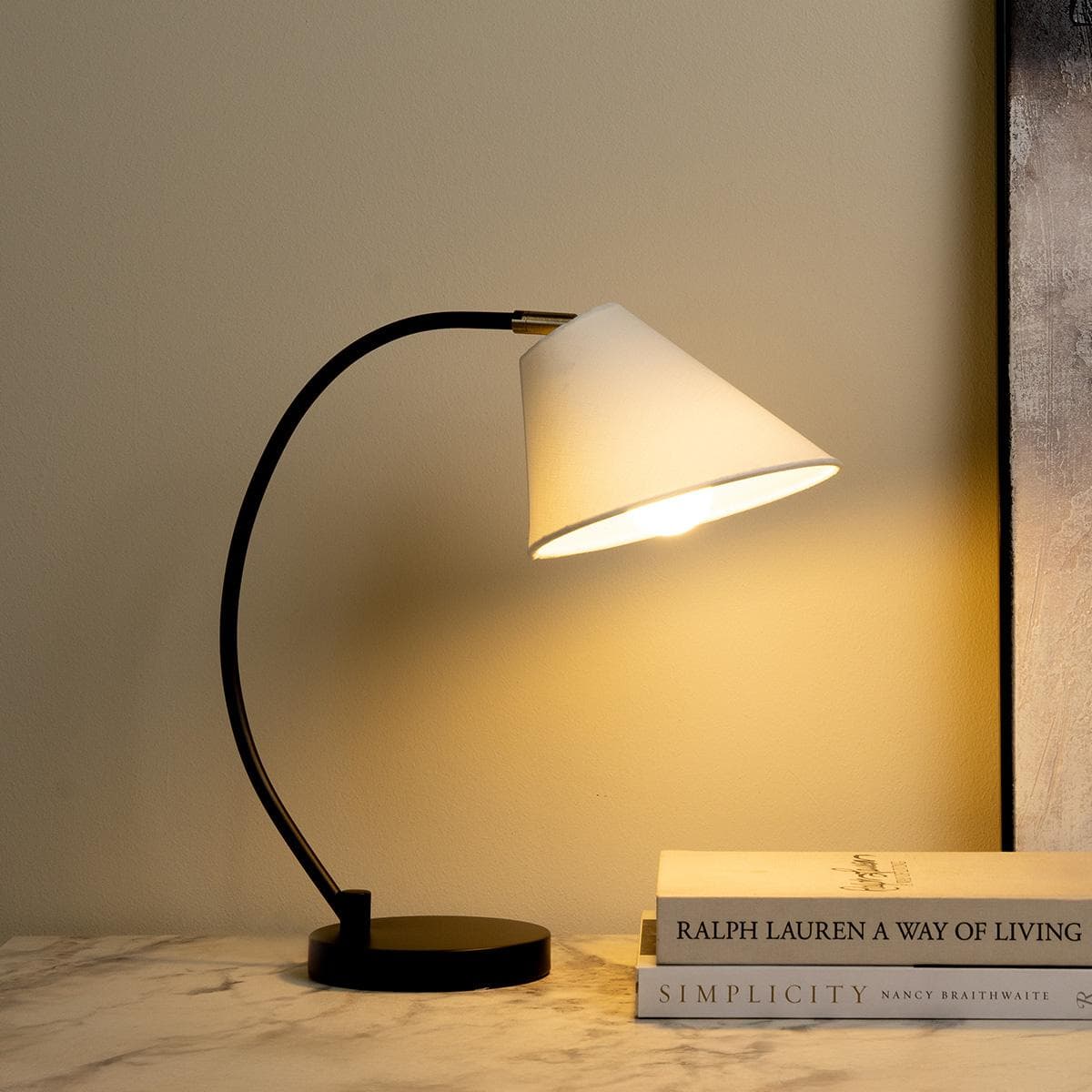 Over Metal Table Lamp White 45 cm