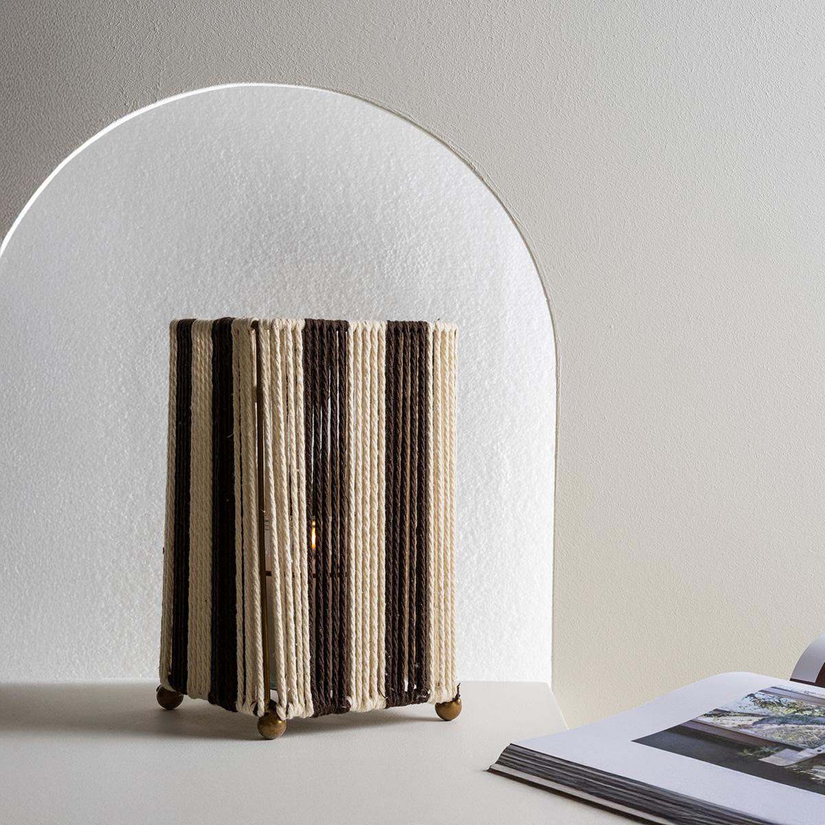 Flee Cotton Rope Lantern White/Black 14X14X24 cm