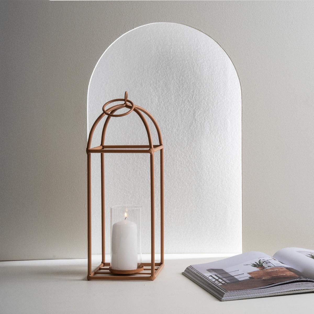 Beetle Metal Lantern Brown 16X16X43 cm