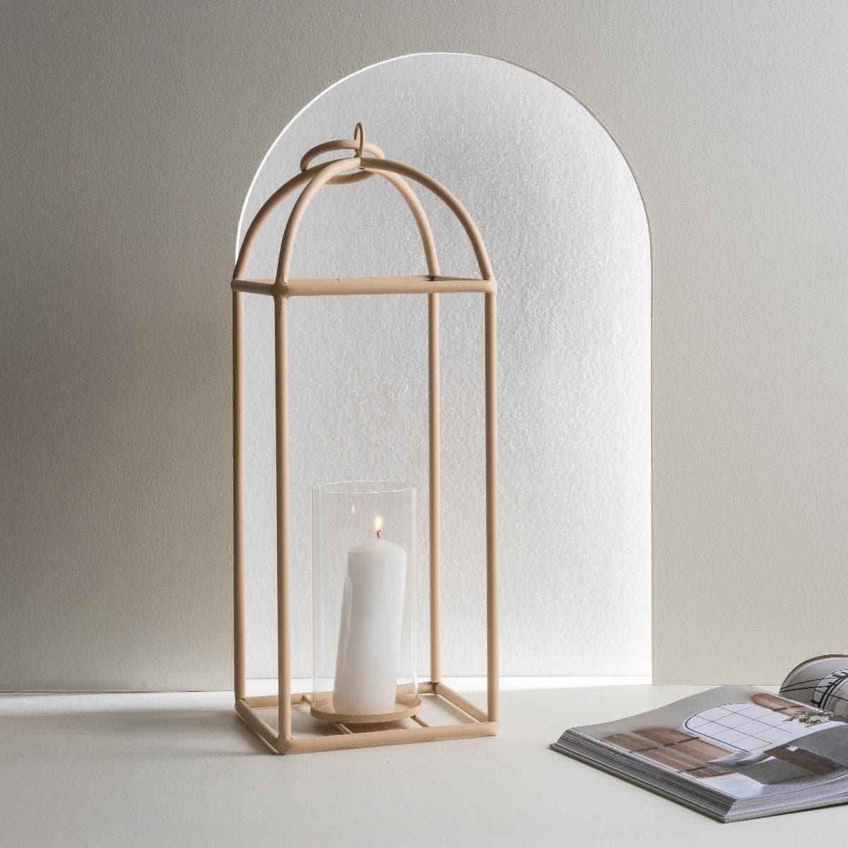 فانوس بيتل معدني أبيض 20×20×53 سم