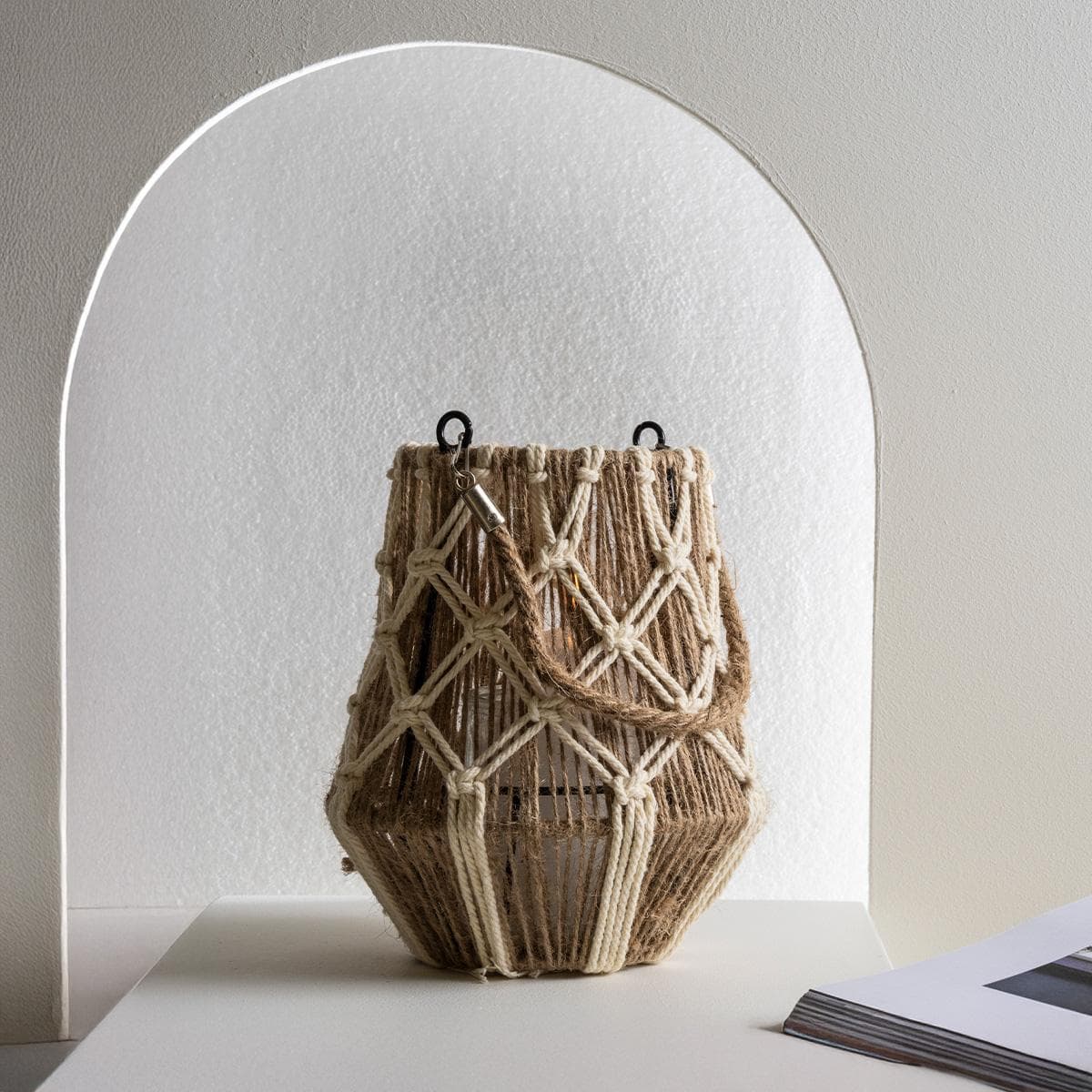 Canso Lantern Brown/White 18X18X21 cm