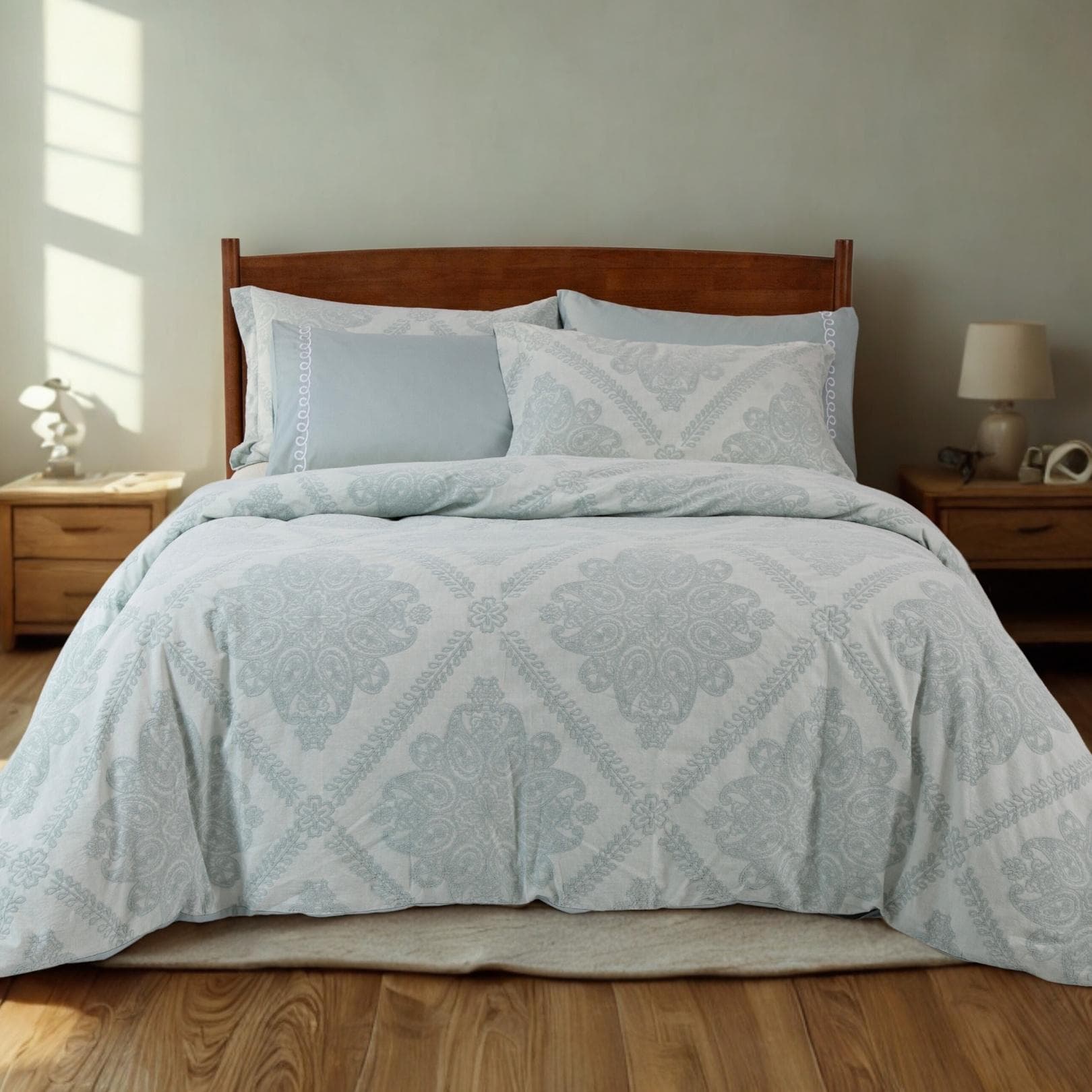 Fatima Jacquard Duvet Cover Set 5Pcs Green 240X260 cm