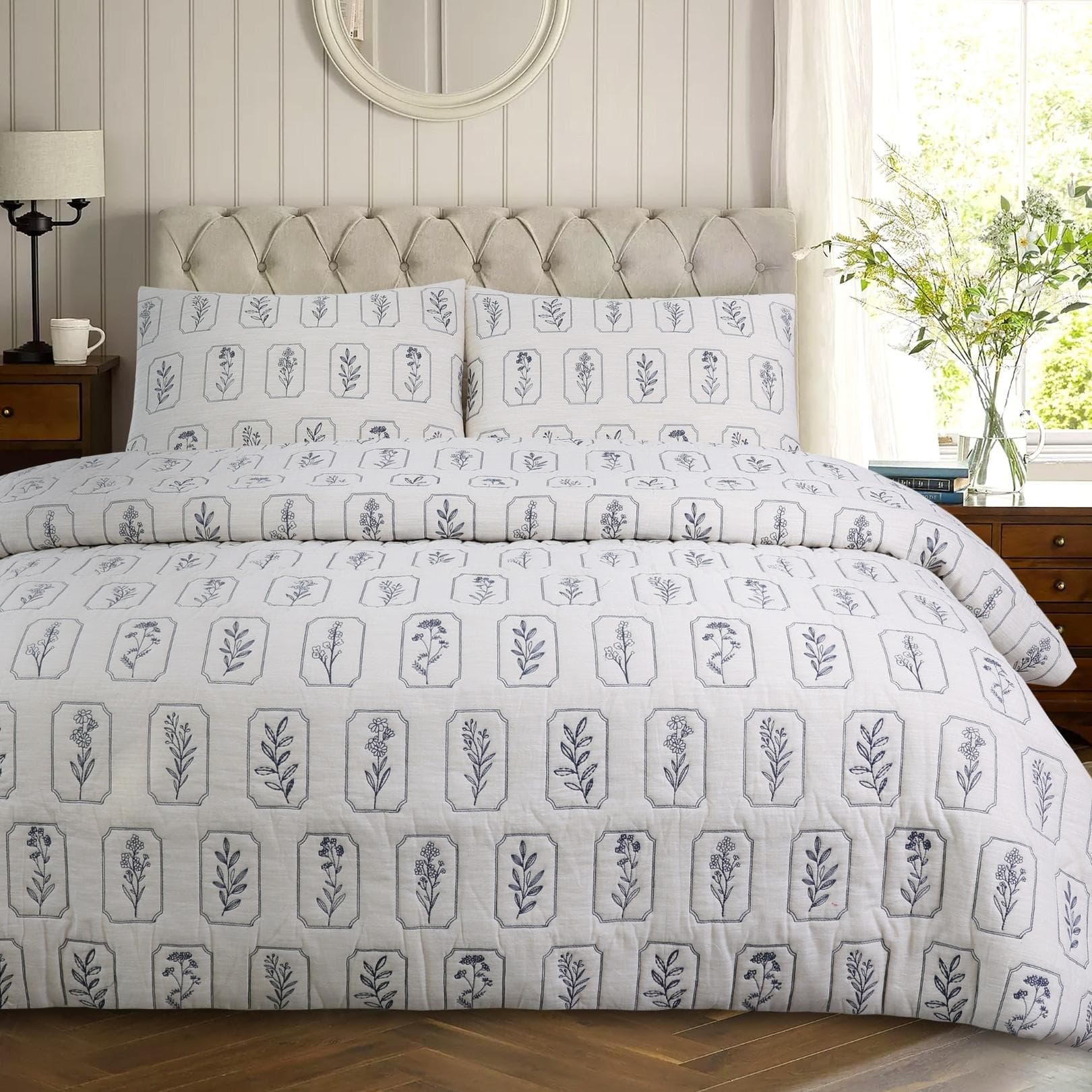 Ridley Embroidered Duvet Cover Set 3Pcs White 220X240 cm