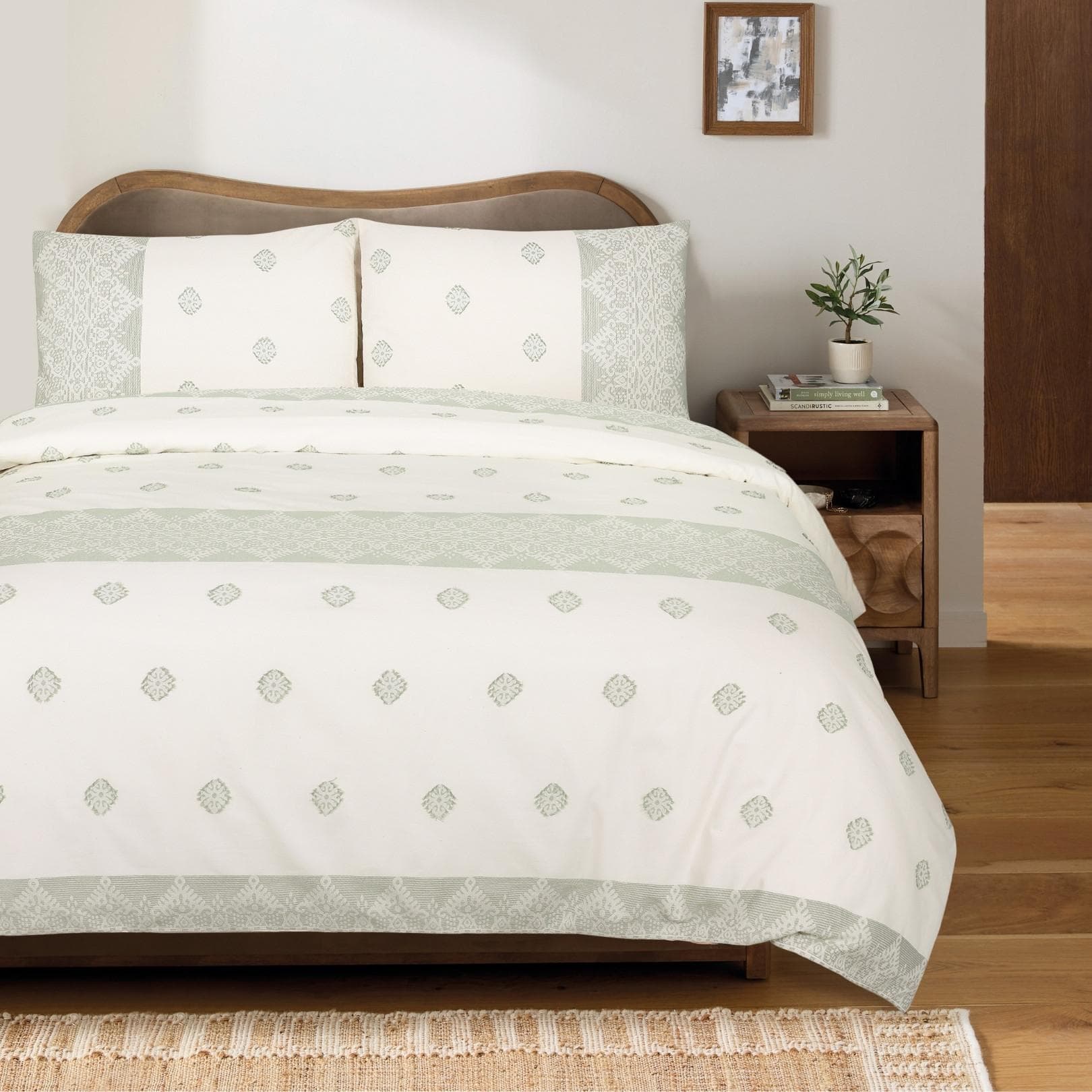 Prentis Jacquard Duvet Cover Set 3Pcs Sage 220X240 cm