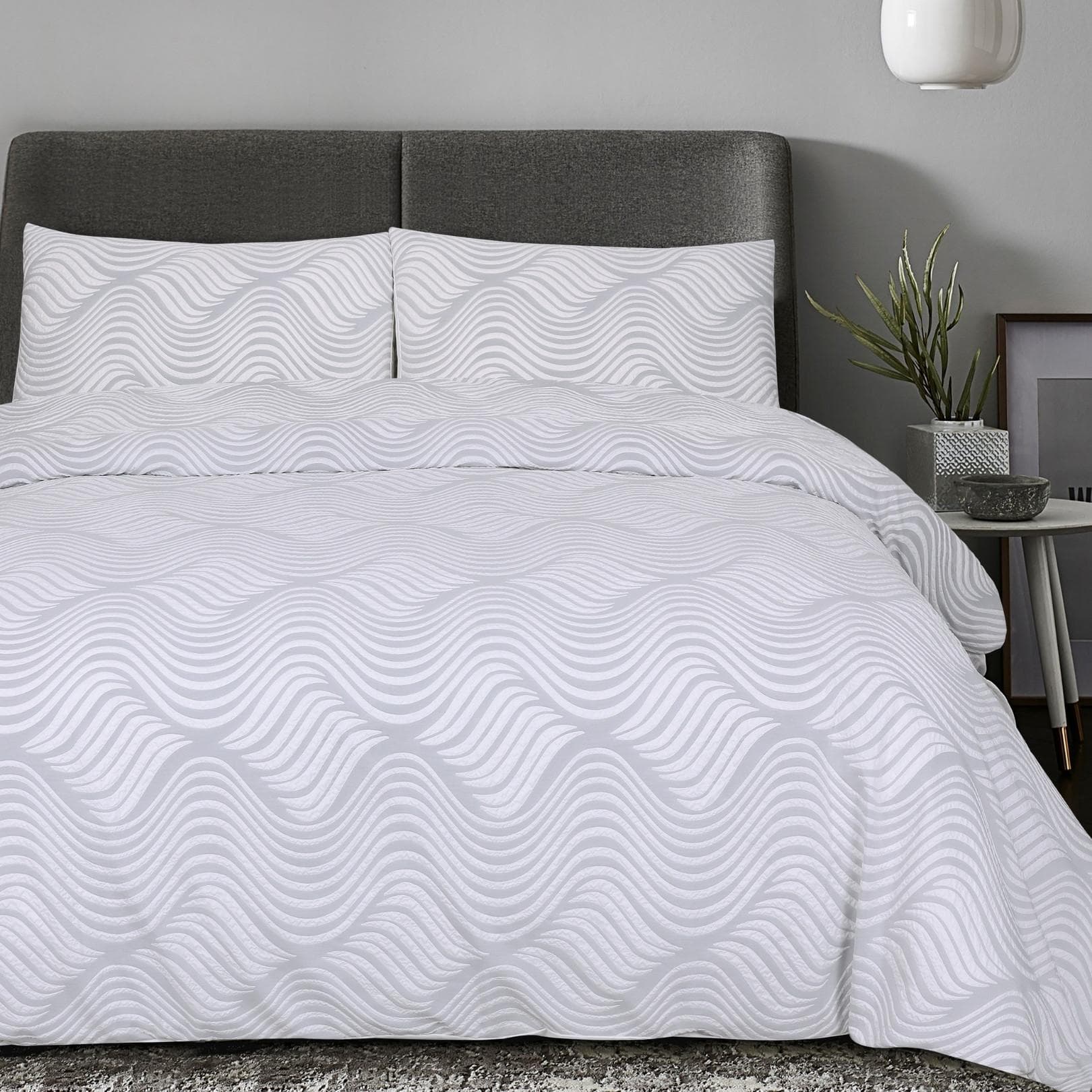 Shinly Jacquard Duvet Cover Set 3Pcs Silver 220X240 cm