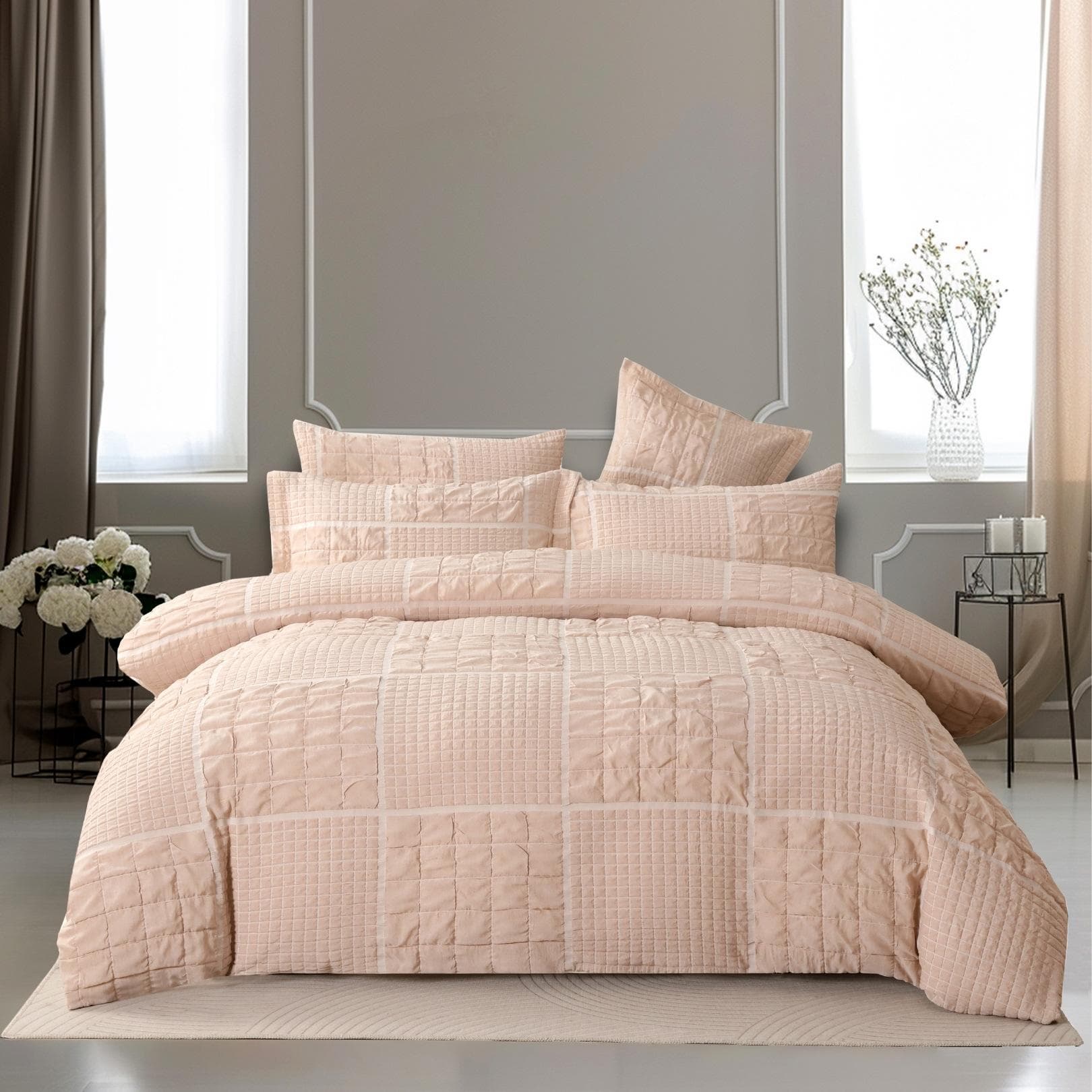 Matijah Jacquard Duvet Cover Set 5Pcs Beige 220X240 cm