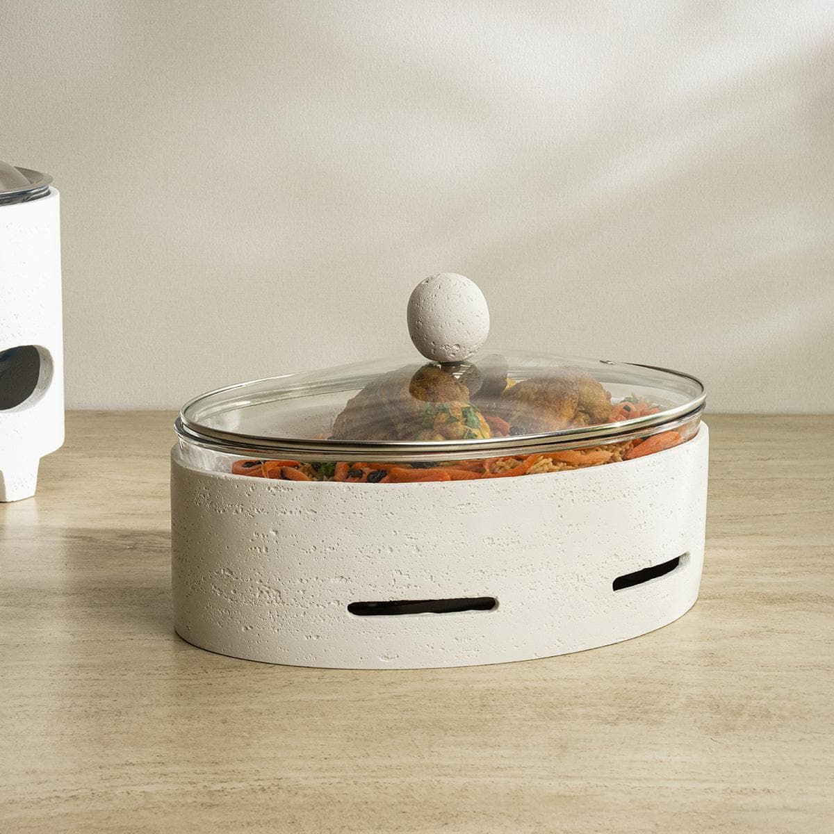 Round Food Warmer White 37X26 cm