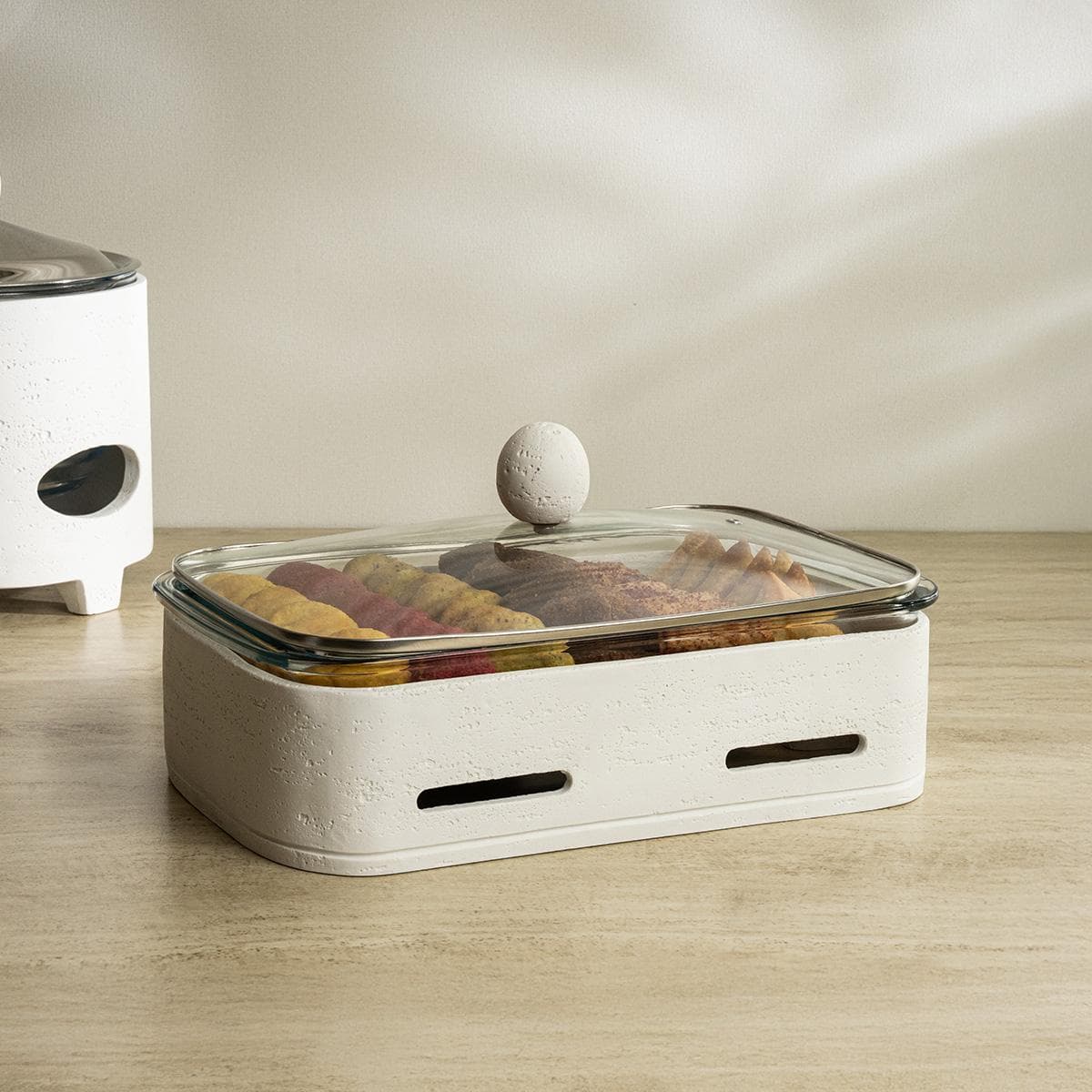 Rectangular Food Warmer White 40X26 cm