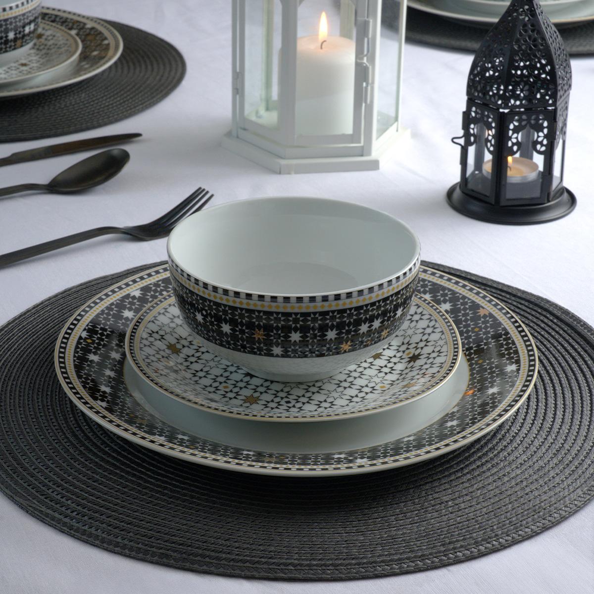 Riad Porcelain Dinner Set 18Pcs Black