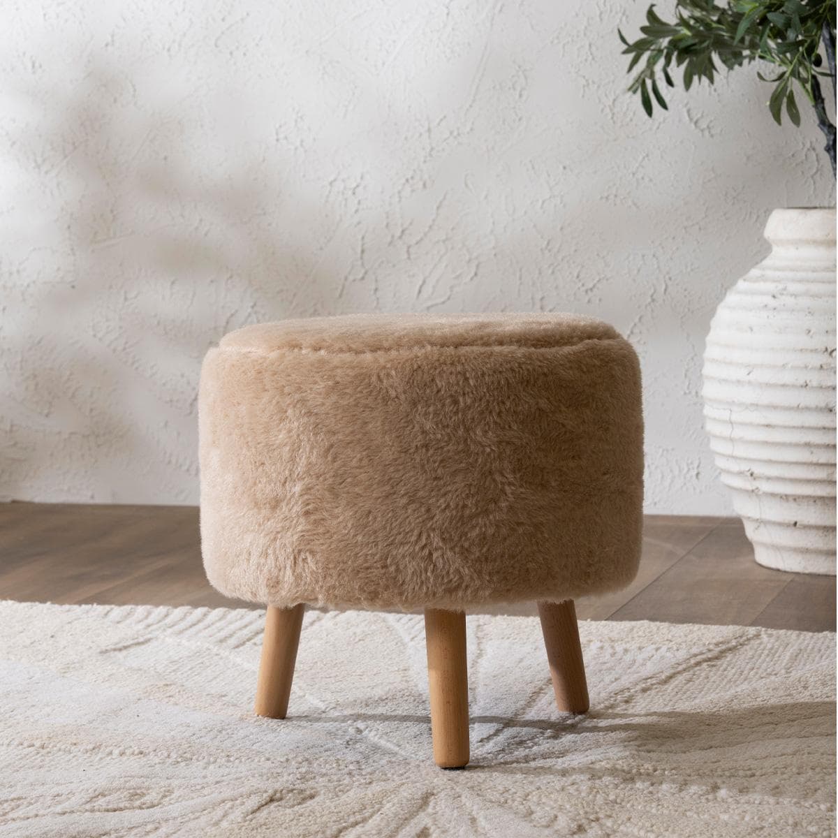 Zelle Pouf Beige 42X42X41 cm